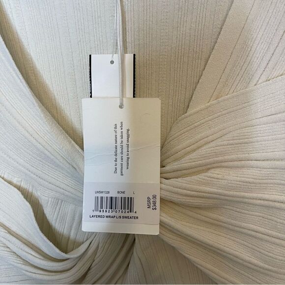 FRAME LAYERED WRAP TWIST FRONT LONG SLEEVE TOP SWEATER NWT LARGE - Picture 8 of 9